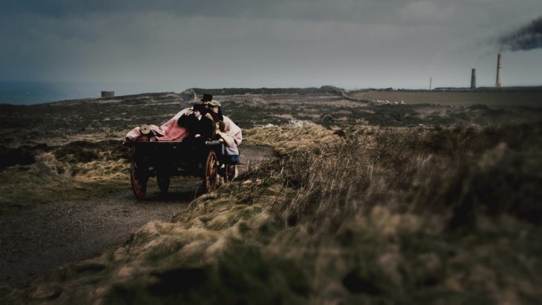 Clifftop scene from the movie TIN which is set in Cornwall