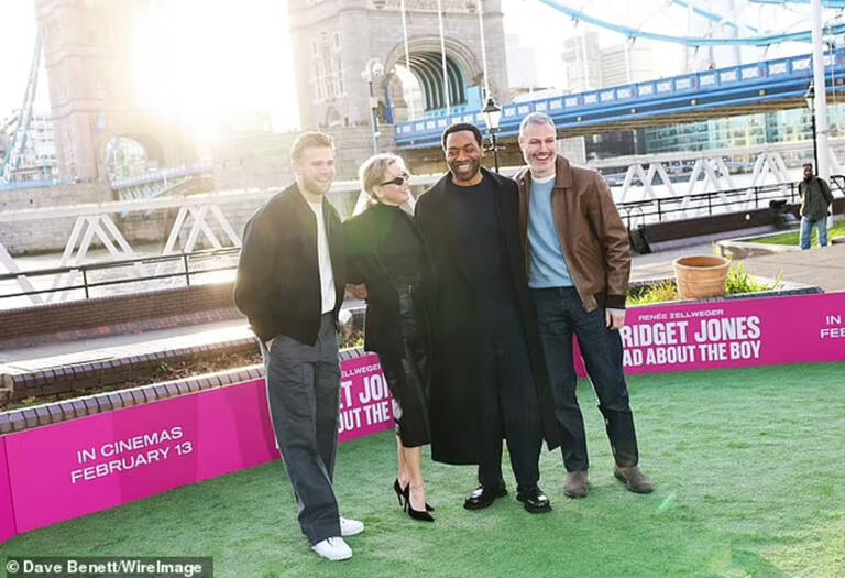 Renée Zellweger, Leo Woodall, Chiwetel Ejiofor and Director Michael Morris took part in a sunny photocall in front of the iconic TOWER BRIDGET