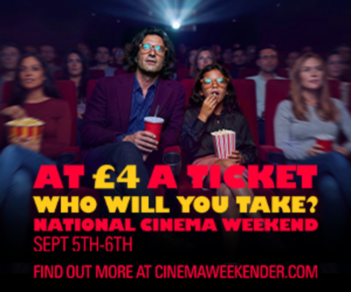 National Cinema Weekend will take place on September 5-6 across the UK, offering tickets at £4 for any film, format, and seat.